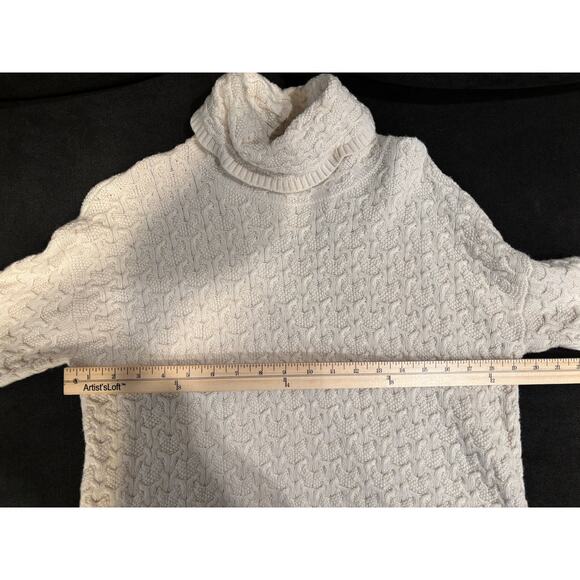 Tahari cableknit ivory wool blend turtleneck sweater women’s Xs - Picture 8 of 9